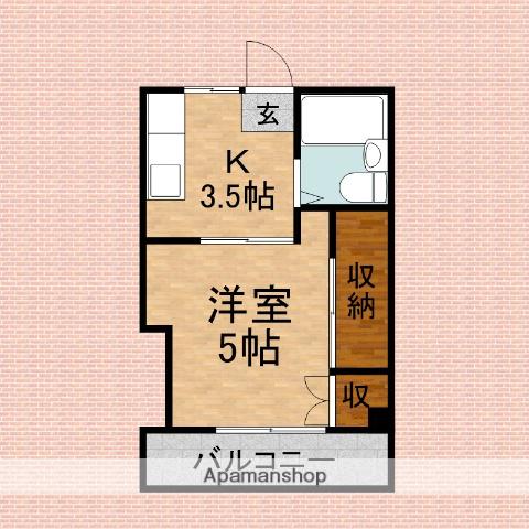 アシック・ハイツ(1K/3階)の間取り写真