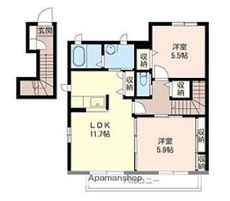 サンドメゾン(1LDK/2階)の間取り写真