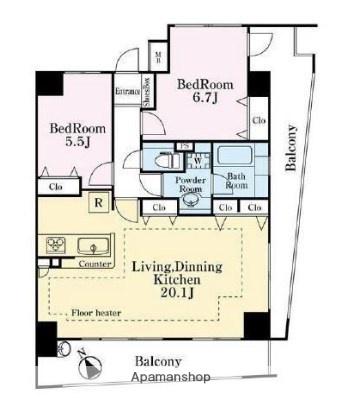 コスモ和光ステーションフロント(2LDK/8階)の間取り写真