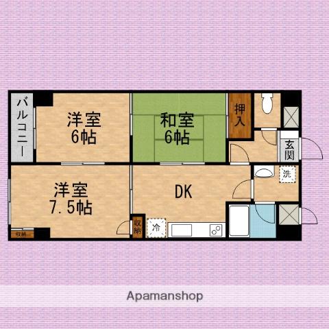 川越マンション(3DK/3階)の間取り写真