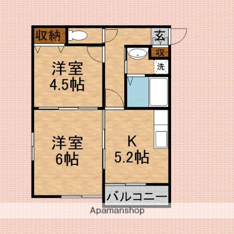 ウィステリアK(2K/2階)の間取り写真