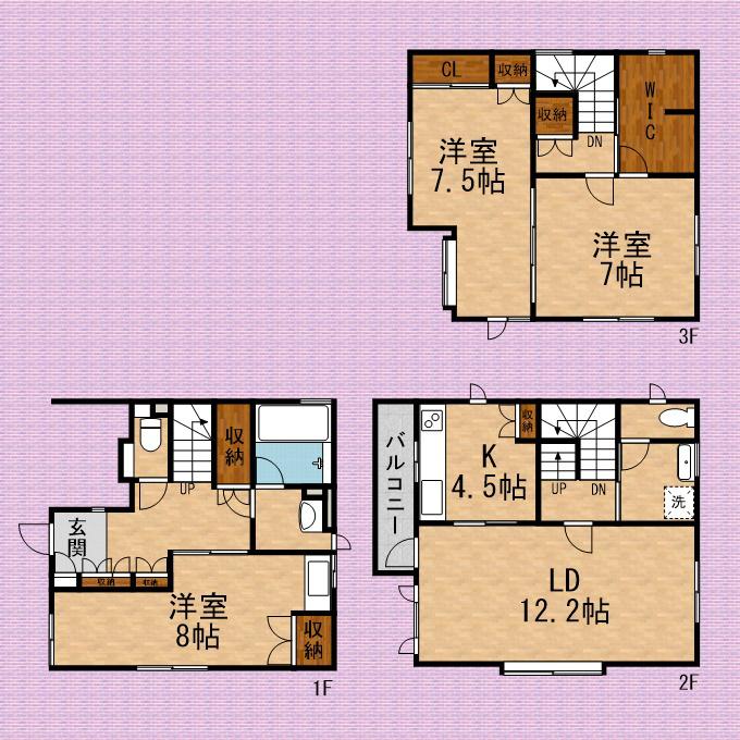 東武鉄道東上線 朝霞駅 徒歩6分 3階建 築29年(3LDK)の間取り写真