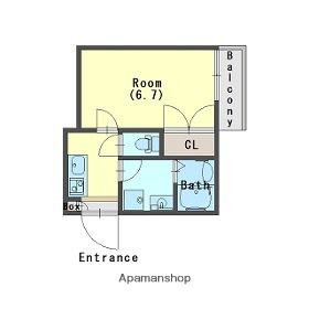 ジーメゾン上福岡(1K/2階)の間取り写真