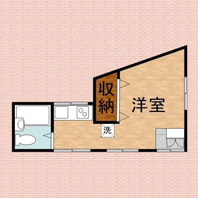 フラットルキノ(ワンルーム/1階)の間取り写真