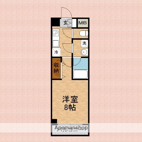 メルヴェーユイイダ熊野町(1K/1階)の間取り写真