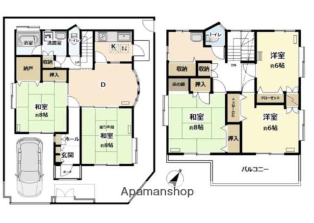 東武鉄道東上線 みずほ台駅 徒歩12分 2階建 築33年(5LDK)の間取り写真