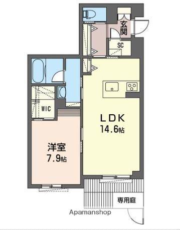 レオナ雅(1LDK/1階)の間取り写真