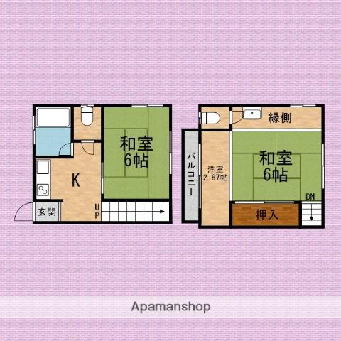 東武鉄道東上線 朝霞駅 徒歩19分 2階建 築63年(2K)の間取り写真