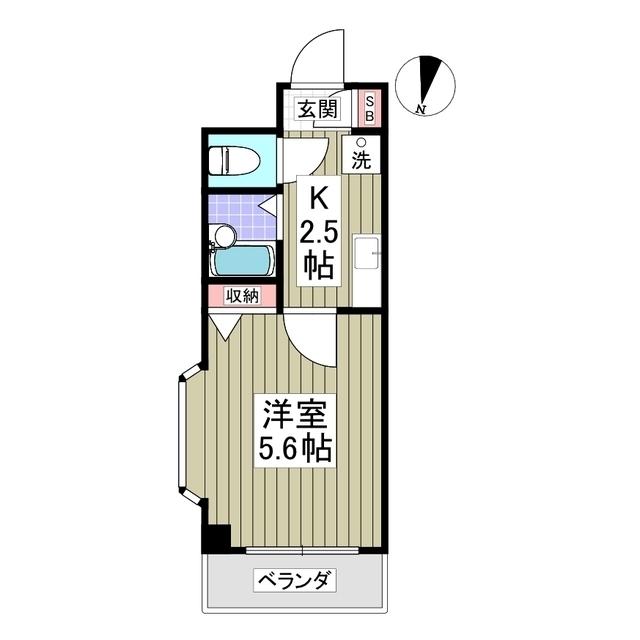 藤原町マンション(1K/2階)の間取り写真
