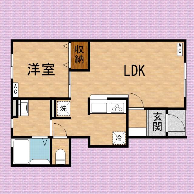 リーブルファイン中宗岡(1LDK/1階)の間取り写真