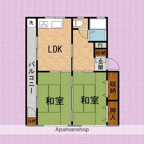 飯島マンション(2LDK/2階)の間取り写真