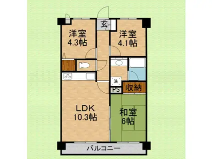 ライオンズマンション鶴瀬第3(3LDK/3階)の間取り写真
