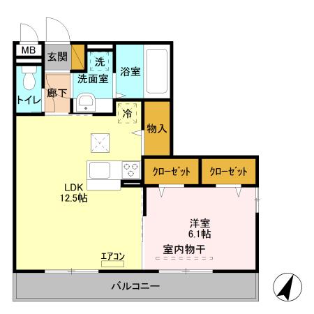 グレイス・フォレ Ⅰ(1LDK/1階)の間取り写真