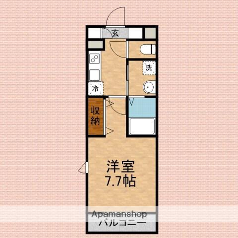 ヴァンヴェール オマージュⅡ(1K/1階)の間取り写真