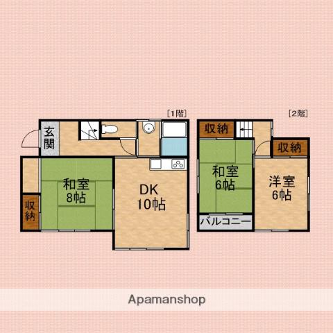 東武鉄道東上線 新河岸駅 徒歩14分 2階建 築48年(3DK)の間取り写真