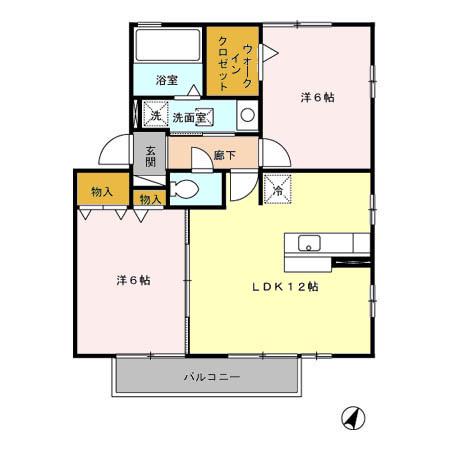 アネシスII(2LDK/2階)の間取り写真