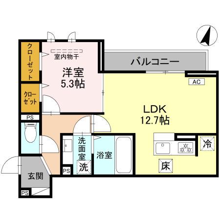 プレジール(1LDK/1階)の間取り写真