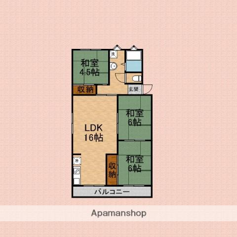朝霞田島団地1号棟(3LDK/5階)の間取り写真