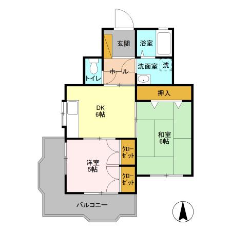 ビラフラワーヒル(2DK/2階)の間取り写真