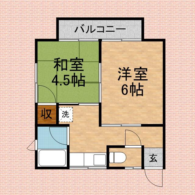 サンハウス松本B(2K/2階)の間取り写真