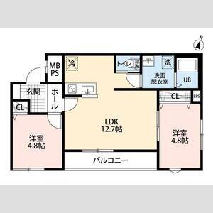 リーブルファイン新座大和田2号棟(2LDK/3階)の間取り写真