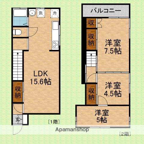 東武鉄道東上線 志木駅 バス乗車時間：9分 富士見クリニックバス停で下車 徒歩3分 2階建 築57年(3LDK)の間取り写真