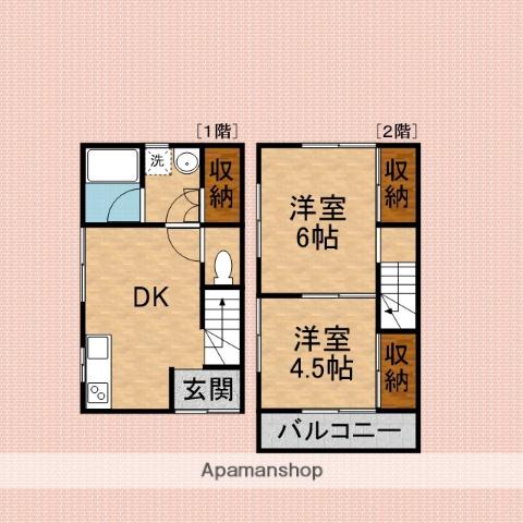 東武鉄道東上線 鶴瀬駅 徒歩11分 2階建 築59年(2LDK)の間取り写真