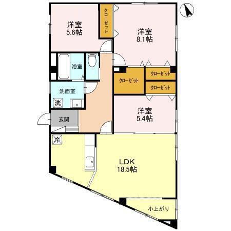 和光市本町貸住宅(3LDK/2階)の間取り写真