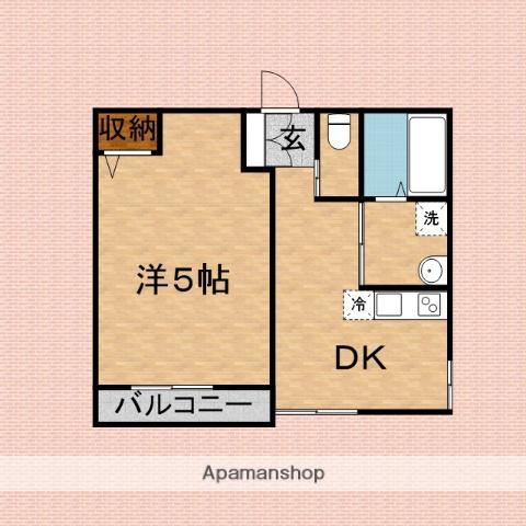 PLUMAS北野(1DK/1階)の間取り写真