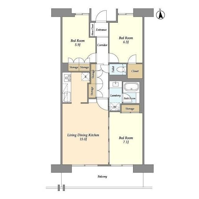 UURコート志木(3LDK/9階)の間取り写真