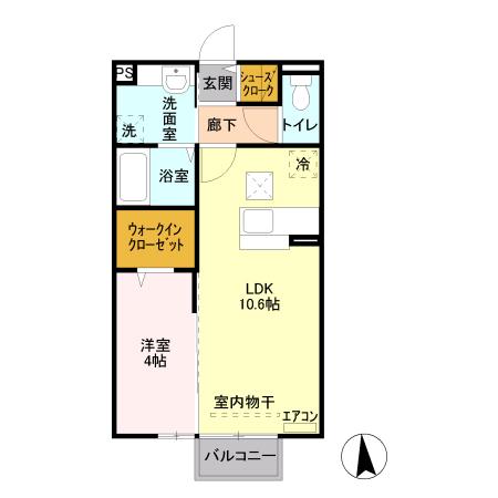 サンクテュエールII(1LDK/1階)の間取り写真