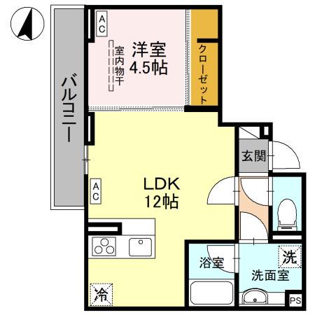 D-SERENO志木柏町(1LDK/2階)の間取り写真