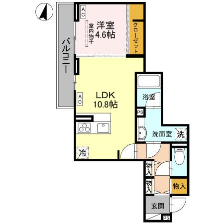 D-SERENO志木柏町(1LDK/2階)の間取り写真