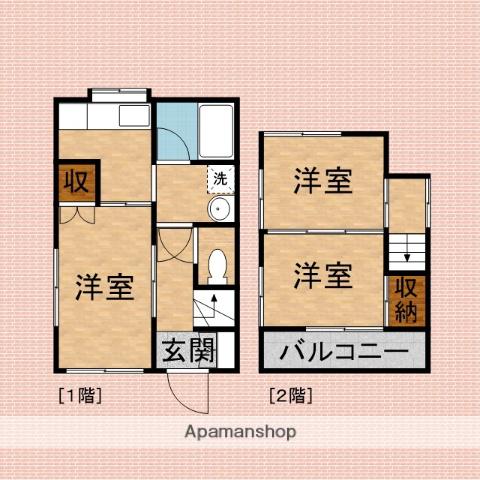 東武鉄道東上線 鶴瀬駅 徒歩20分 2階建 築42年(3K)の間取り写真