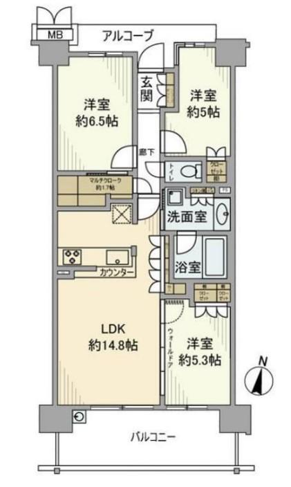 シャリエ朝霞(3LDK/4階)の間取り写真