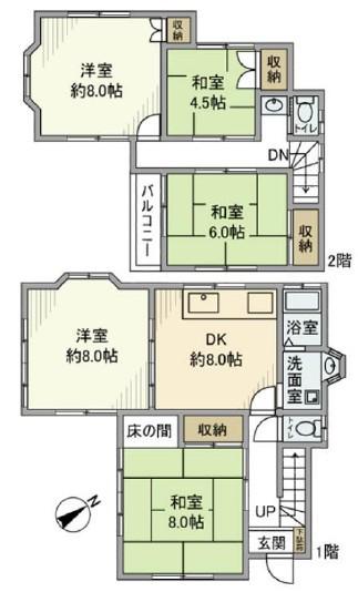 武蔵野線 新座駅 徒歩13分 2階建 築43年(5DK)の間取り写真