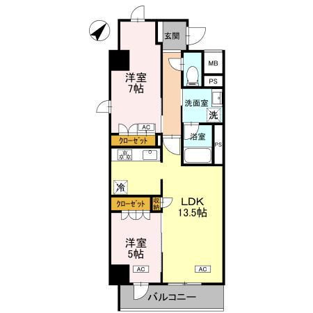 エマリーグレース(2LDK/4階)の間取り写真