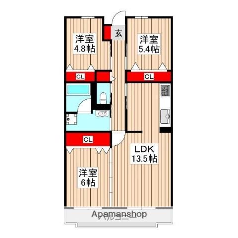 ベルググランデ志木南(3LDK/3階)の間取り写真