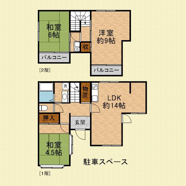 東武鉄道東上線 川越駅 バス乗車時間：13分 かすみ町バス停で下車 徒歩4分 2階建 築49年(3LDK)の間取り写真