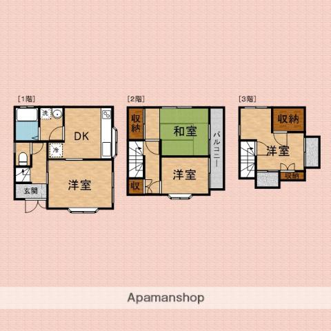 東武鉄道東上線 志木駅 バス乗車時間：17分 富士見クリニックバス停で下車 徒歩4分 3階建 築35年(4DK)の間取り写真