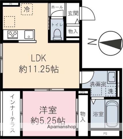 川越市南通町パレス(1LDK/1階)の間取り写真