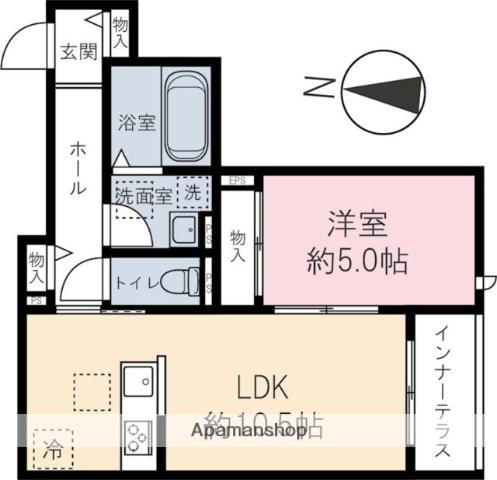 川越市南通町パレス(1LDK/1階)の間取り写真