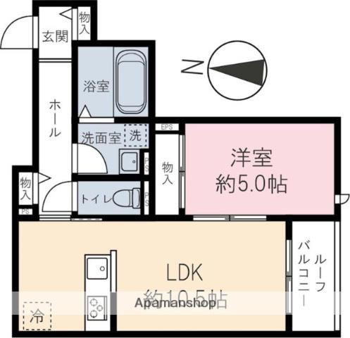川越市南通町パレス(1LDK/3階)の間取り写真