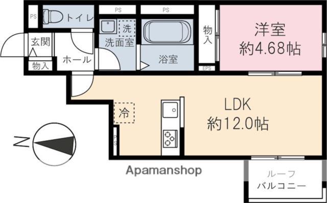 川越市南通町パレス(1LDK/2階)の間取り写真