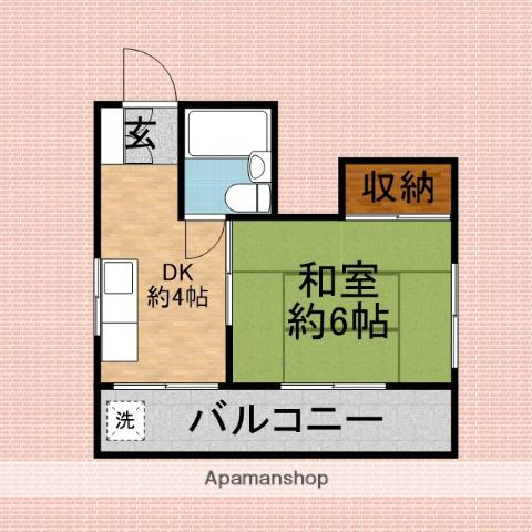 GREENFORESTふじみ野(1DK/2階)の間取り写真