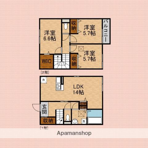 武蔵野線 新座駅 徒歩13分 2階建 新築(3LDK)の間取り写真