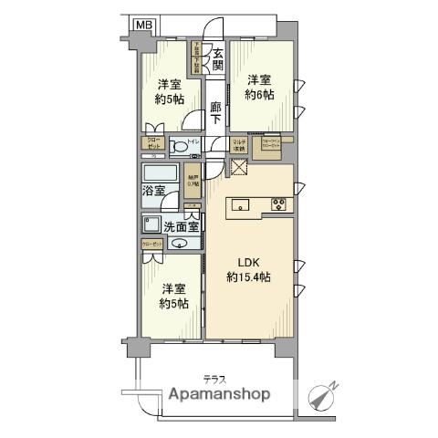プラウド朝霞台(3LDK/1階)の間取り写真