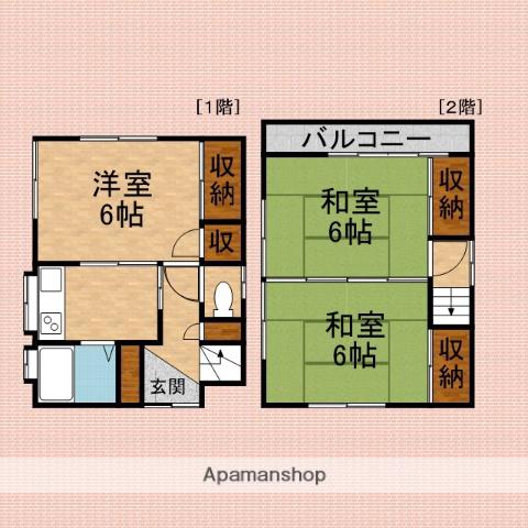 東武鉄道東上線 朝霞台駅 徒歩6分 2階建 築45年(3DK)の間取り写真