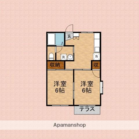 アップルパイ3(2DK/1階)の間取り写真