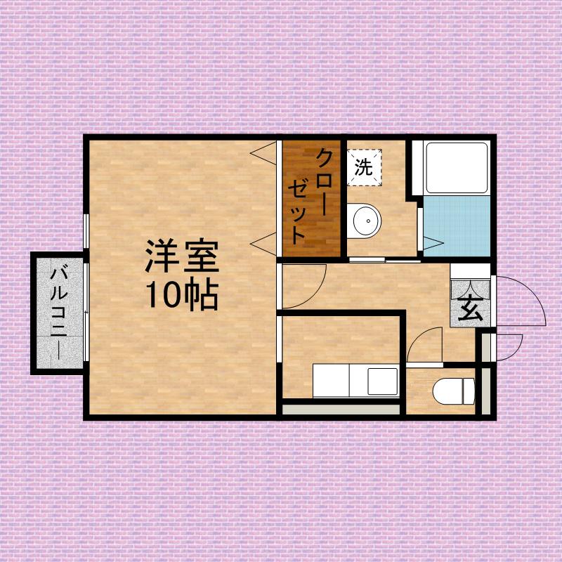 アメジストセージ(1K/1階)の間取り写真